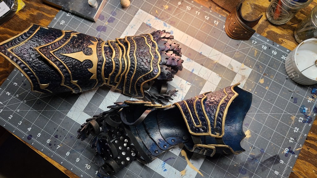 Leather Arm Bracers and GLOVES